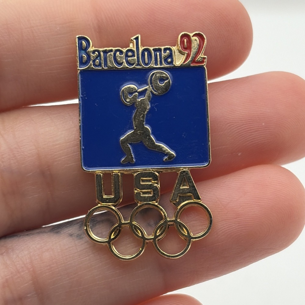 1992 Barcelona Summer Olympics Weightlifting Event Lapel Hat‎ Pin